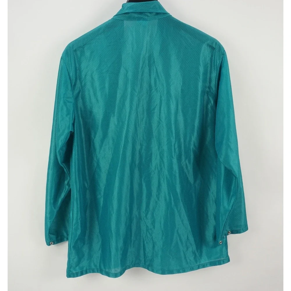 Vintage Shiny Rave & Clubbing Snap Front Shirt Jacket Mens Large Open Collar USA